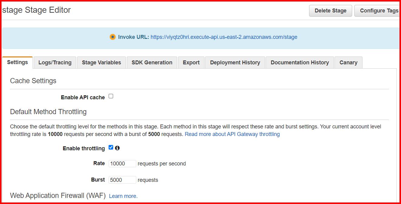 Picture showing the API URL generated after deployment
